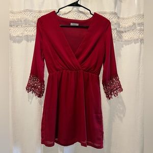 Tobi Extra Small Red Mid Sleeve Length Mini Dress.